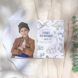 恐竜の写真の誕生日パーティー 招待状