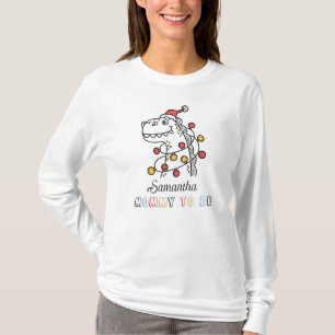 恐竜の冬のクリスマスベビーシャワーママになる Tシャツ