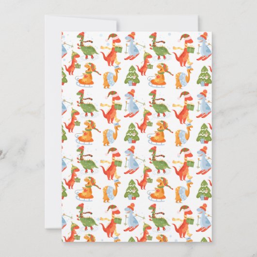 恐竜の冬の休日クリスマスバースデーパーティー 招待状 (裏面)