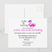 恐竜の力強いメッセージ付きの誕生日招待状 ポストカード (正面/裏面)