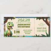 恐竜の動物の上を踏む誕生日チケット (正面)
