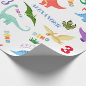 恐竜の動物ディノの誕生会パーソナライズされた会 ラッピングペーパー (角)