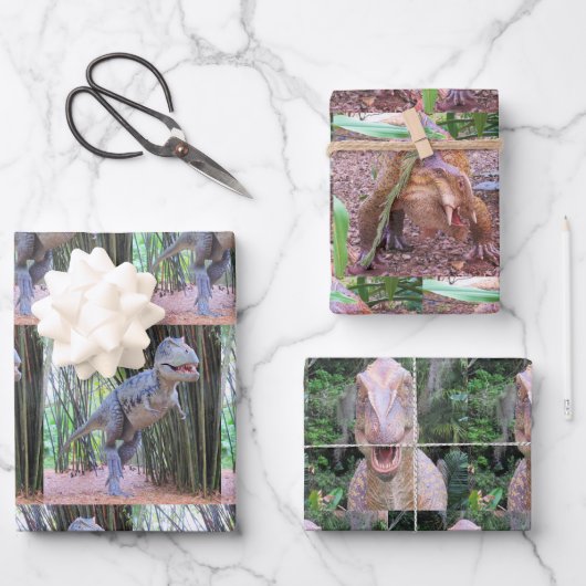 恐竜の包装紙シート – 3デザイン ラッピングペーパーシート (正面)