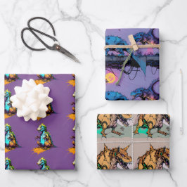 恐竜の包装紙-抽象芸術Dinoギフトラップ ラッピングペーパーシート