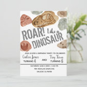 恐竜の化石の共同キッド誕生日パーティー招待状 招待状 (スタンド正面)