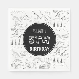 恐竜の化石の骨パターン誕生日時代 スタンダードランチョンナプキン
