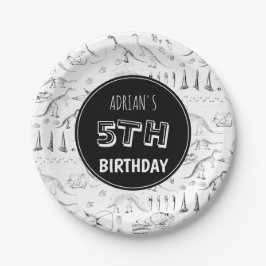 恐竜の化石の骨パターン誕生日時代 ペーパープレート