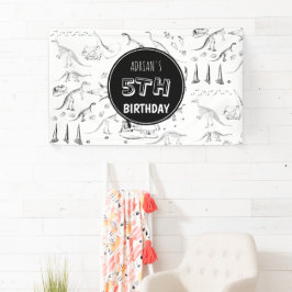 恐竜の化石の骨パターン誕生日時代 横断幕