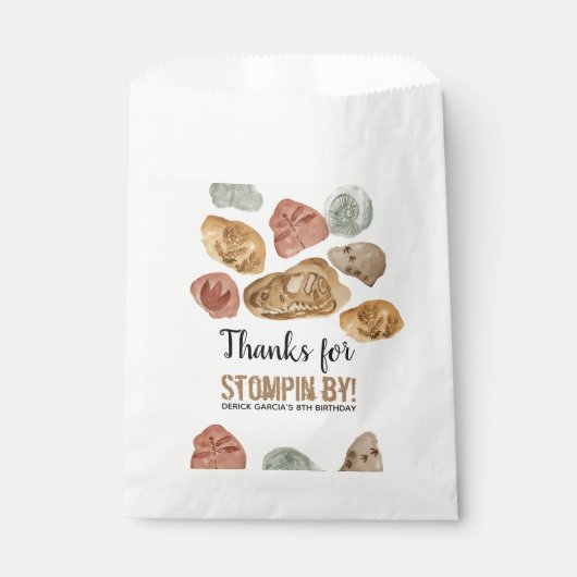 恐竜の化石キッズバースデーパーティーの好意バッグ フェイバーバッグ (正面)