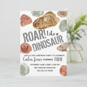 恐竜の化石キッズバースデーパーティーの招待 招待状 (スタンド正面)