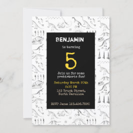 恐竜の化石パターン子供の誕生日招待状 招待状