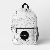 恐竜の化石名前をカスタムする学校 プリントバックパック (正面)