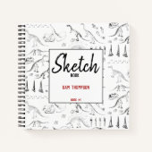 恐竜の化石骨の模様の子供用スケッチブック ノートブック (正面)