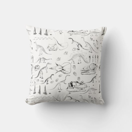 恐竜の化石骨パターン クッション (正面)