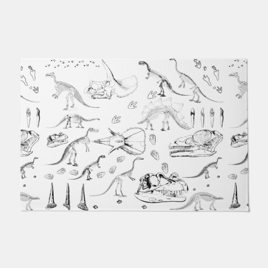 恐竜の化石骨パターン ドアマット (正面)