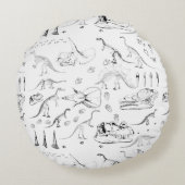 恐竜の化石骨パターン ラウンドクッション (裏面)