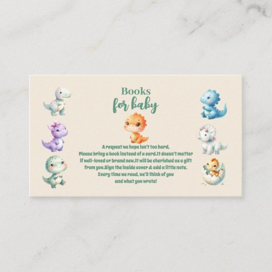 恐竜の卵かわいい水の色のベビー本ベビー エンクロージャーカード (正面)