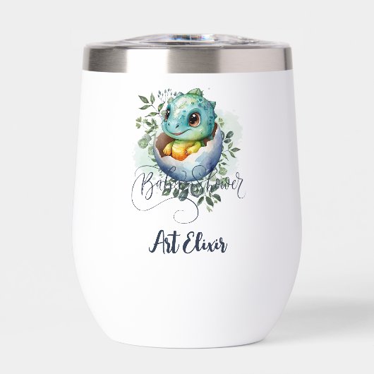 恐竜の卵かわいい水の色離れの赤ちゃんシャワー (正面)