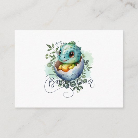恐竜の卵かわいい水の色離れの赤ちゃんシャワー エンクロージャーカード (裏面)