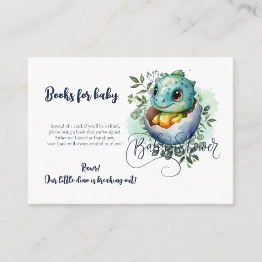 恐竜の卵かわいい水の色離れの赤ちゃんシャワー エンクロージャーカード (正面)