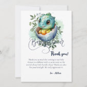 恐竜の卵かわいい水の色離れの赤ちゃんシャワー サンキューカード (正面)