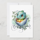 恐竜の卵かわいい水の色離れの赤ちゃんシャワー サンキューカード (裏面)