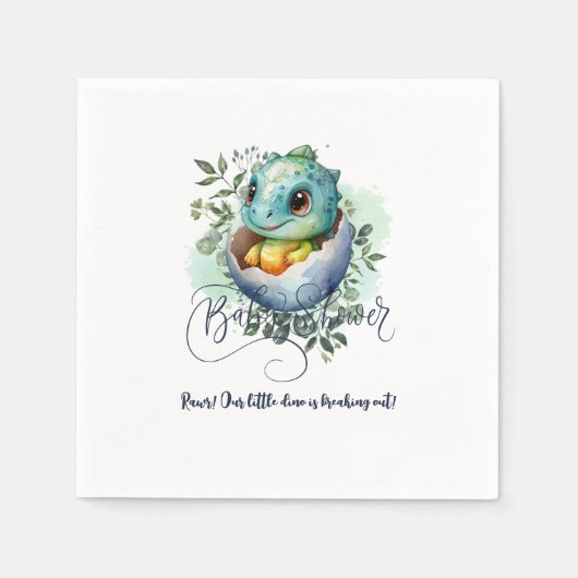 恐竜の卵かわいい水の色離れの赤ちゃんシャワー スタンダードカクテルナプキン (正面)