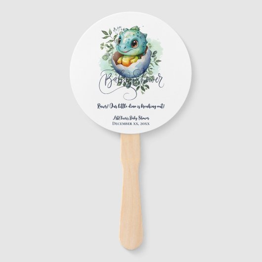 恐竜の卵かわいい水の色離れの赤ちゃんシャワー ハンドファン (裏面)