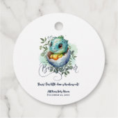 恐竜の卵かわいい水の色離れの赤ちゃんシャワー フェイバータグ (裏面)