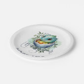 恐竜の卵かわいい水の色離れの赤ちゃんシャワー ペーパープレート (アングル)