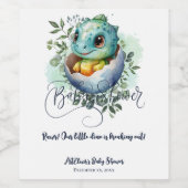 恐竜の卵かわいい水の色離れの赤ちゃんシャワー ワインラベル (シングルラベル)