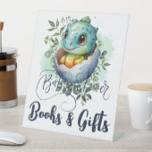 恐竜の卵かわいい水の色離れの赤ちゃんシャワー 台座サイン (インサイチュ)