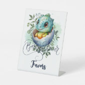 恐竜の卵かわいい水の色離れの赤ちゃんシャワー 台座サイン (正面)