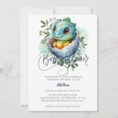 恐竜の卵かわいい水の色離れの赤ちゃんシャワー 招待状 (正面)