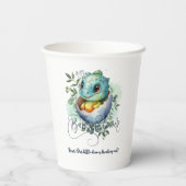 恐竜の卵かわいい水の色離れの赤ちゃんシャワー 紙コップ (裏面)