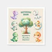 恐竜の卵かわいい水彩赤ちゃんシャワー スタンダードカクテルナプキン (正面)