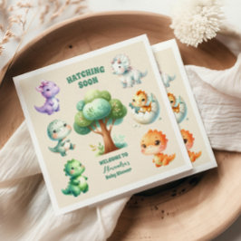 恐竜の卵かわいい水彩赤ちゃんシャワー スタンダードカクテルナプキン