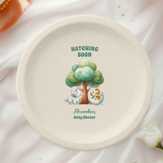 恐竜の卵かわいい水彩赤ちゃんシャワー ペーパープレート
