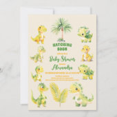 恐竜の卵とってもかわいい水彩ベイビーシャワー招待状 招待状 (正面)