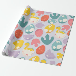 恐竜の卵と足跡 ラッピングペーパー