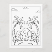 恐竜の卵に色を付ける | アクティビティカード ポストカード (正面)