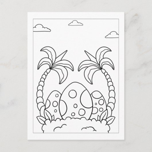 恐竜の卵に色を付ける | アクティビティカード ポストカード (正面)