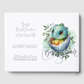 恐竜の卵の水の色離れの赤ちゃんシャワー箔 ゲストブック (裏面)