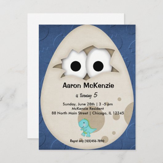 恐竜の卵 招待状 (正面/裏面)