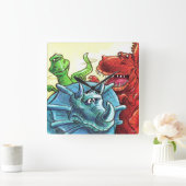 恐竜の友人 スクエア壁時計 (ホーム)