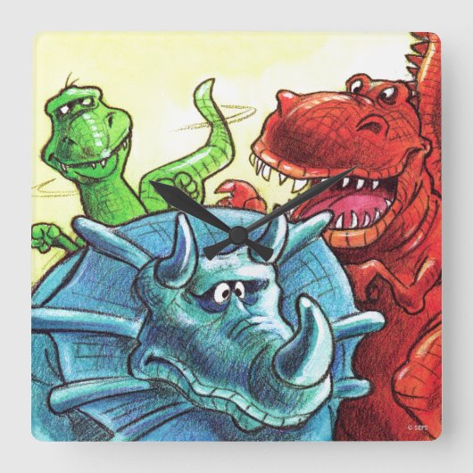 恐竜の友人 スクエア壁時計 (正面)