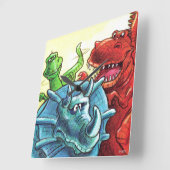 恐竜の友人 スクエア壁時計 (傾斜)