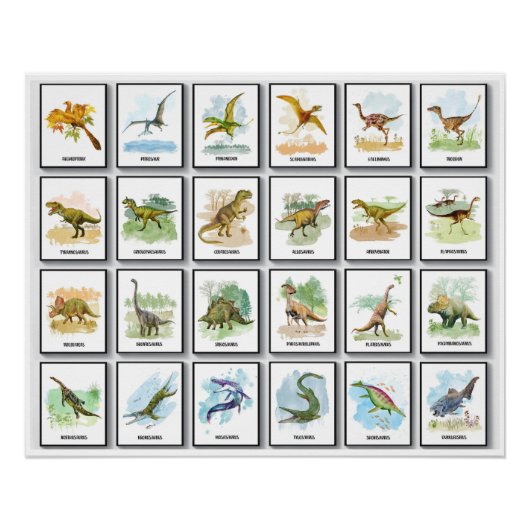 恐竜の名前の光沢のあるポスター ポスター (正面)