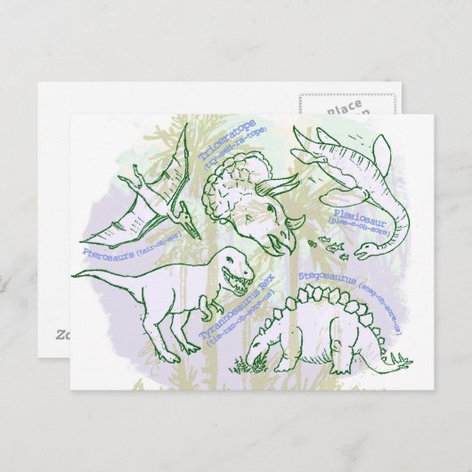恐竜の名前の手書きポストカードの言い方 ポストカード (正面/裏面)