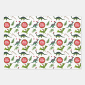 恐竜の名前をカスタムするクリスマス ラッピングペーパーシート (正面3)